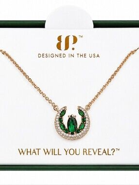 Bomb Party NWT Queen's Statement Necklace – Lab Created Emerald – Rose Gold